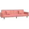 Dvivietė sofa-lova su dvejomis pagalvėmis, rožinė, aksomas