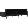 Dvivietė sofa-lova su dvejomis pagalvėmis, juoda, aksomas