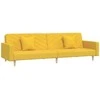 Dvivietė sofa-lova su dvejomis pagalvėmis, geltona, audinys