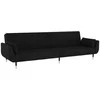 Dvivietė sofa-lova su dvejomis pagalvėmis, juoda, aksomas