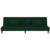 Dvivietė sofa-lova su dvejomis pagalvėmis, žalia, aksomas