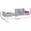 Dvivietė sofa-lova su dvejomis pagalvėmis, pilka, audinys