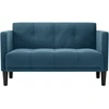 Dvivietė sofa, mėlyna, 111 cm, aksomas