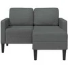 Dvivietė sofa su šezlongu, L formos, tamsiai pilka, 125 cm, audinys
