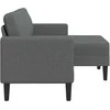 Dvivietė sofa su šezlongu, L formos, tamsiai pilka, 125 cm, audinys