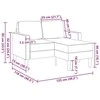 Dvivietė sofa su šezlongu, L formos, tamsiai pilka, 125 cm, audinys