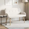 Dvivietė sofa su medžio masyvo kojelėmis Kreminė Bouclé