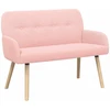 Dvivietė sofa su medžio masyvo kojelėmis Rožinė Bouclé