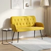 Dvivietė sofa su metalinėmis kojelėmis 2 vietos Geltona Aksomas