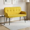 Dvivietė sofa su metalinėmis kojelėmis 2 vietos Geltona Aksomas