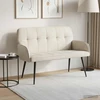 Dvivietė sofa su metalinėmis kojelėmis 2 vietos Kreminė Aksomas