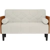 Dvivietė sofa su pagalvėlėmis, kreminės spalvos, 110 cm, aksomas