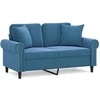 Dvivietė sofa su pagalvėlėmis, mėlynos spalvos, 120cm, aksomas