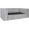 Dvivietė sofa su pagalvėlėmis, pilkos spalvos, natūr. ratanas