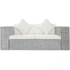 Dvivietė sofa su pagalvėlėmis, pilkos spalvos, natūr. ratanas