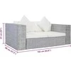 Dvivietė sofa su pagalvėlėmis, pilkos spalvos, natūr. ratanas