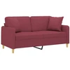 Dvivietė sofa su pagalvėlėmis, raudonojo vyno, 140cm, audinys