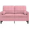 Dvivietė sofa su pagalvėlėmis, rožinės spalvos, 120cm, aksomas
