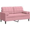 Dvivietė sofa su pagalvėlėmis, rožinės spalvos, 140cm, aksomas