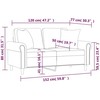 Dvivietė sofa su pagalvėmis, šviesiai pilka, 120cm, aksomas