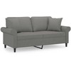 Dvivietė sofa su pagalvėmis, tamsiai pilka, 140cm, audinys