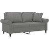 Dvivietė sofa su pagalvėmis, tamsiai pilka, 140cm, audinys