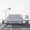 Dvivietė sofa su porankiais, šviesiai pilka, plienas ir audinys
