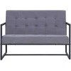 Dvivietė sofa su porankiais, šviesiai pilka, plienas ir audinys