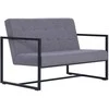 Dvivietė sofa su porankiais, šviesiai pilka, plienas ir audinys