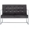 Dvivietė sofa su porankiais, tamsiai pilka, chromas ir aksomas