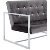 Dvivietė sofa su porankiais, tamsiai pilka, chromas ir aksomas