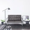 Dvivietė sofa su porankiais, tamsiai pilka, chromas ir aksomas