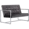 Dvivietė sofa su porankiais, tamsiai pilka, chromas ir aksomas