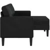 Dvivietė sofa su šezlongu, L formos, juoda, 125 cm, dirbtinė oda