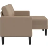 Dvivietė sofa su šezlongu, L formos, kapučino spalvos, 125 cm, dirbtinė oda