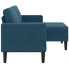 Dvivietė sofa su šezlongu, L formos, mėlyna, 125 cm, aksomas
