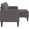 Dvivietė sofa su šezlongu, L formos, pilka, 125 cm, dirbtinė oda