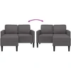Dvivietė sofa su šezlongu, L formos, pilka, 125 cm, dirbtinė oda