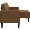 Dvivietė sofa su šezlongu, L formos, ruda, 125 cm, dirbtinė oda