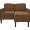 Dvivietė sofa su šezlongu, L formos, ruda, 125 cm, dirbtinė oda