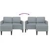 Dvivietė sofa su šezlongu, L formos, šviesiai pilka, 125 cm, audinys