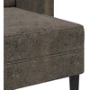 Dvivietė sofa su šezlongu, L formos, tamsiai pilka, 125 cm, dirbtinė oda