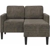 Dvivietė sofa su šezlongu, L formos, tamsiai pilka, 125 cm, dirbtinė oda