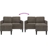 Dvivietė sofa su šezlongu, L formos, tamsiai pilka, 125 cm, dirbtinė oda