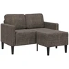 Dvivietė sofa su šezlongu, L formos, tamsiai pilka, 125 cm, dirbtinė oda