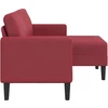 Dvivietė sofa su šezlongu, L formos, vyno raudonos spalvos, 125 cm, dirbtinė oda