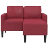 Dvivietė sofa su šezlongu, L formos, vyno raudonos spalvos, 125 cm, dirbtinė oda