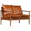 Dvivietė sofa, tikra oda ir akacijos mediena, ruda