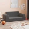 Dvivietė vaikiška sofa, antracito spalvos, minkštas pliušas