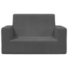 Dvivietė vaikiška sofa, antracito spalvos, minkštas pliušas